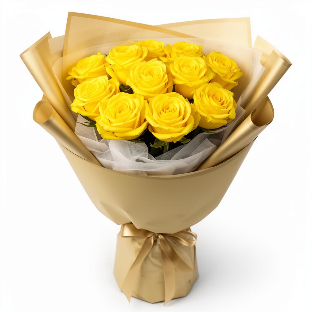Buquê com 10 Rosas Amarelas Premium